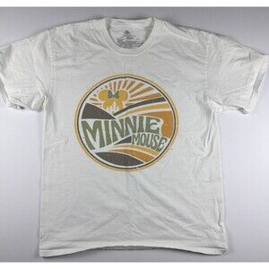 Disney Parks Minnie Mouse Retro Sunrise Castle T-Shirt Adult Large White Mustard